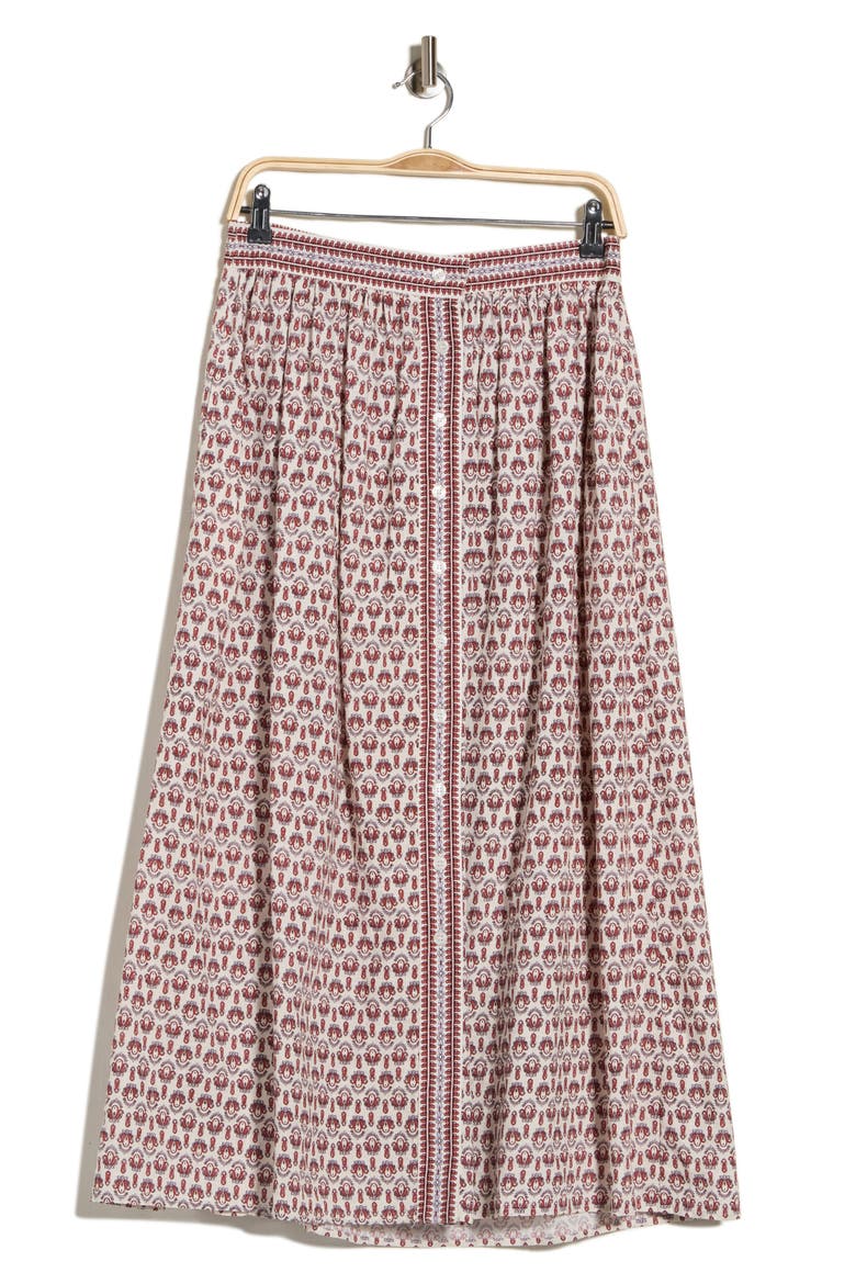 Button Front Maxi Skirt, Alternate, color, CREAM BRONZE GEO CROWN