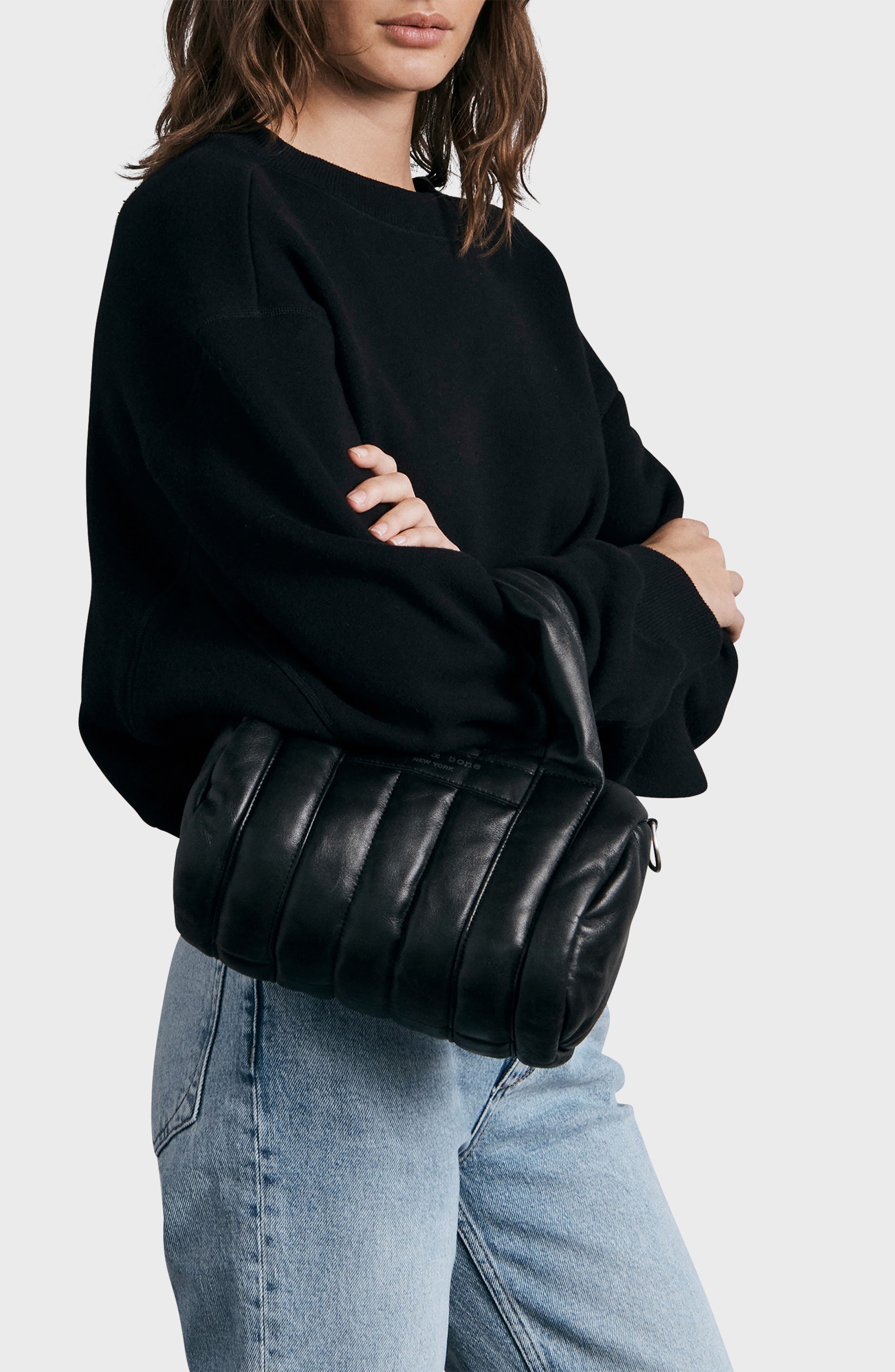 rag & bone Cloud Mini Quilted Leather Duffle, Alternate, color, 