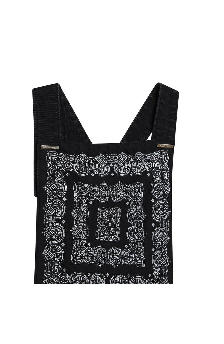 GIVENCHY KIDS Kids' 4G Bandana Print Distressed Denim Overalls, Alternate, color, Z11-Denim Black