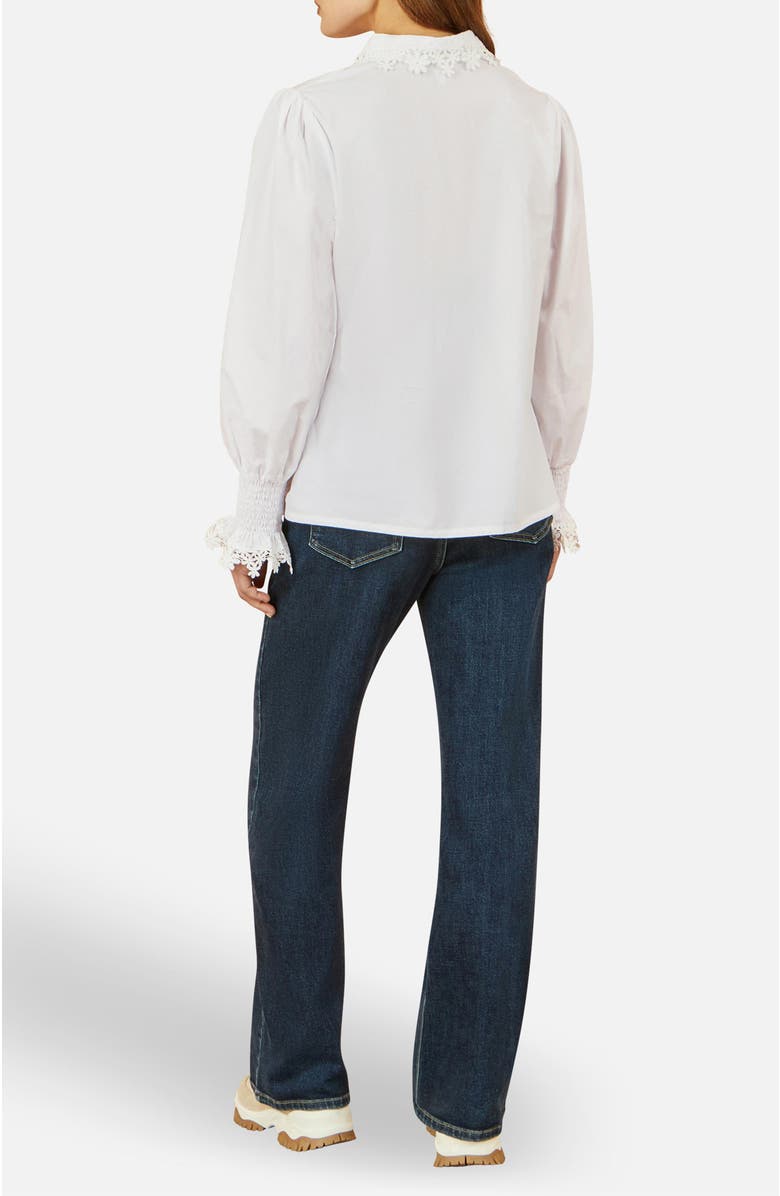 Yumi Lace Trim Shirt, Alternate, color, White