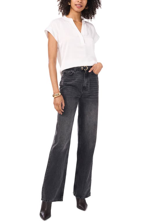 Shop Vince Camuto Split Neck Georgette Top In New Ivory