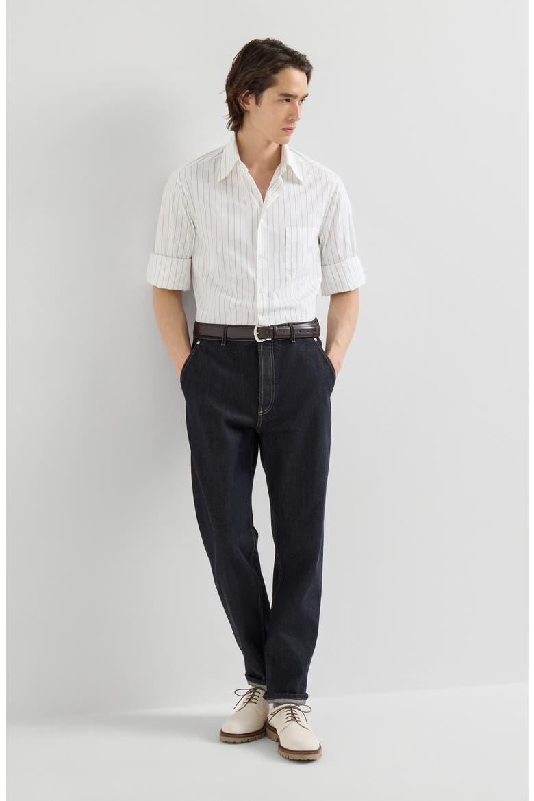 No-fade denim iconic fit trousers, Alternate, color, Dark Denim