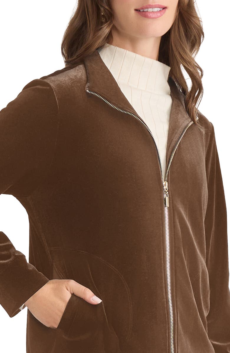 Jones New York Velour Jacket, Alternate, color, Carob