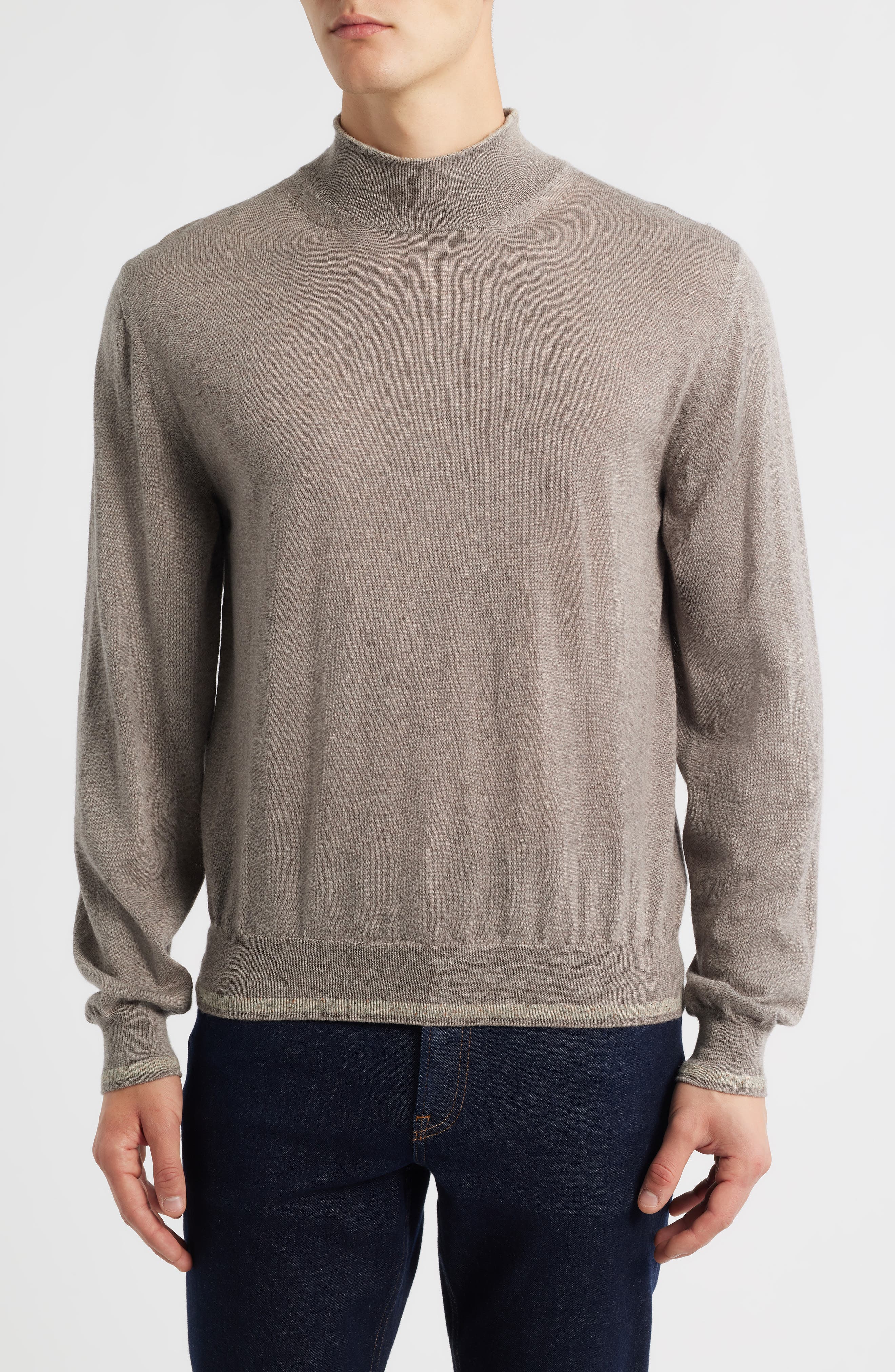 Canali Mock Neck Wool & Silk Blend Sweater