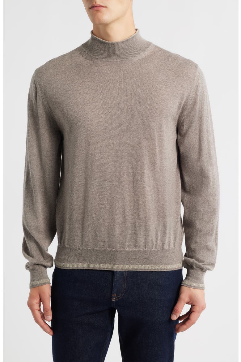 Mock Neck Wool & Silk Blend Sweater, Main, color, BEIGE