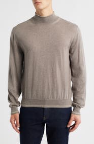 Canali Mock Neck Wool & Silk Blend Sweater