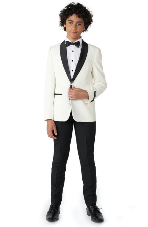 Kids' Black & White Two-Piece Tuxedo Suit with Bow Tie (Big Kid)