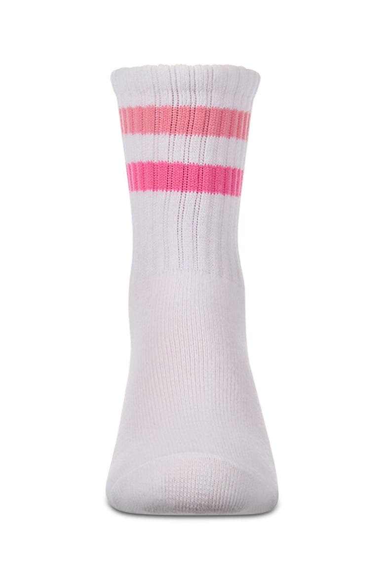 Kids Ribbed Double-Stripe Varsity Crew Socks, Alternate, color, Pink