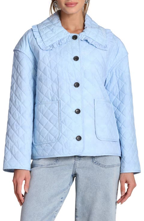 Ruffled Collar Diamond Quilted Jacket