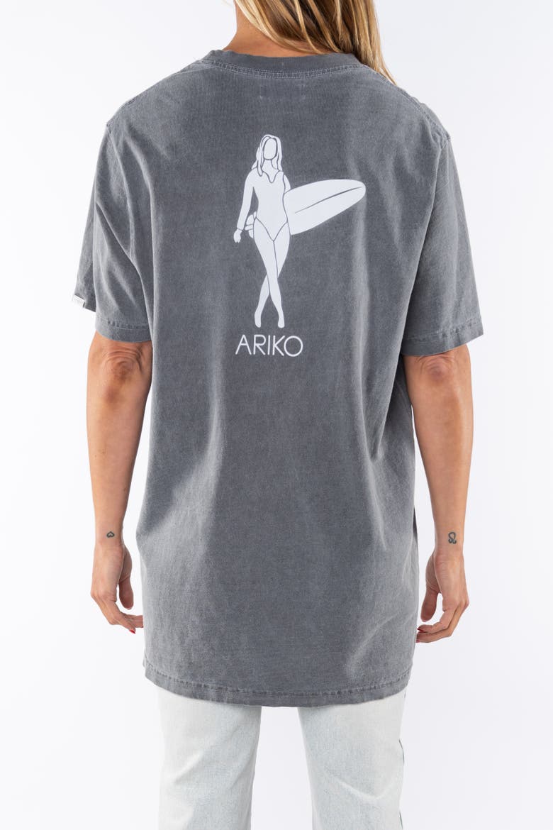 Gender Inclusive Surf Girl Graphic T-shirt, Alternate, color, Sea Grey