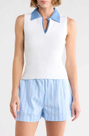 Sleeveless Contrast Collar Polo