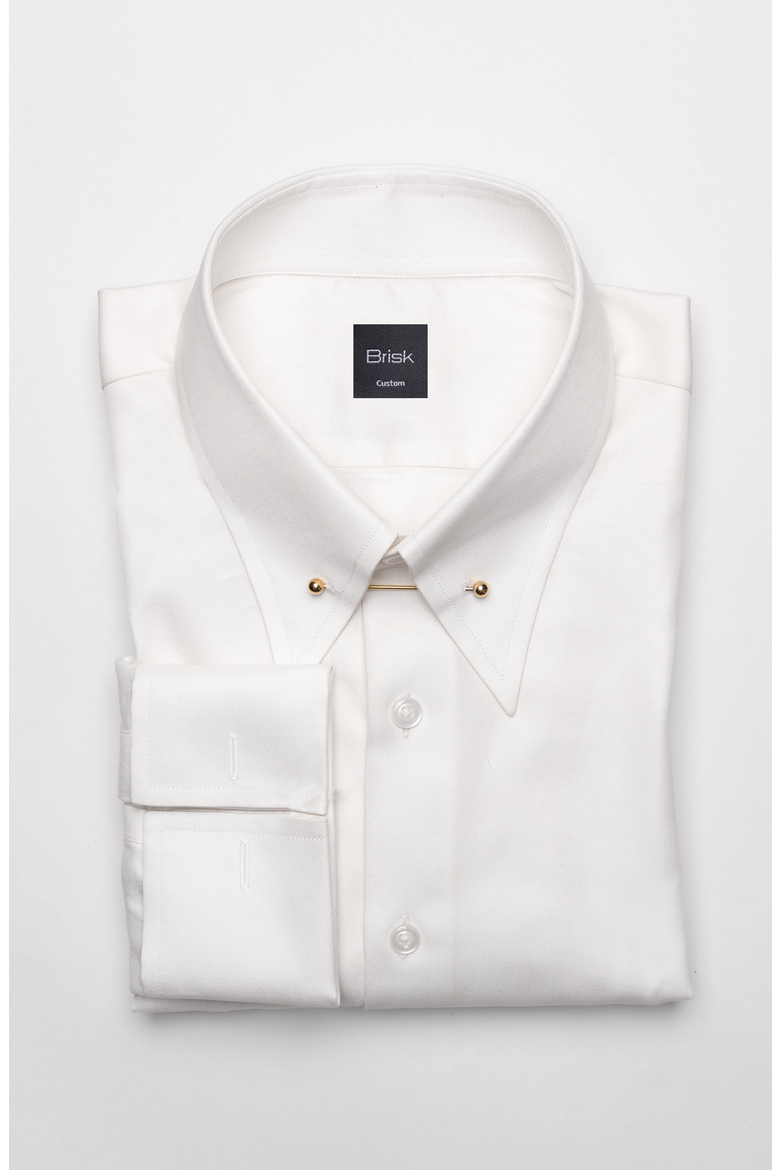 Classic Collar Pin Pima Cotton Twill Shirt, Main, color, Pearl White
