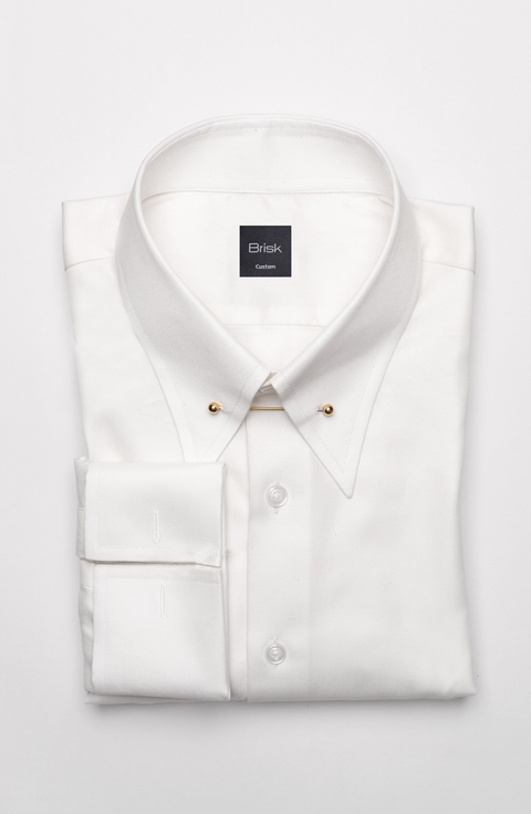 Classic Collar Pin Pima Cotton Twill Shirt
