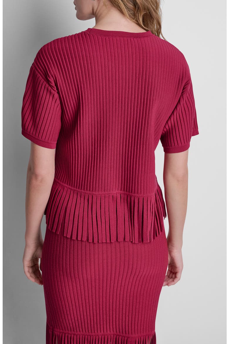 Fringe Short Sleeve Sweater, Alternate, color, RHYTHM RED