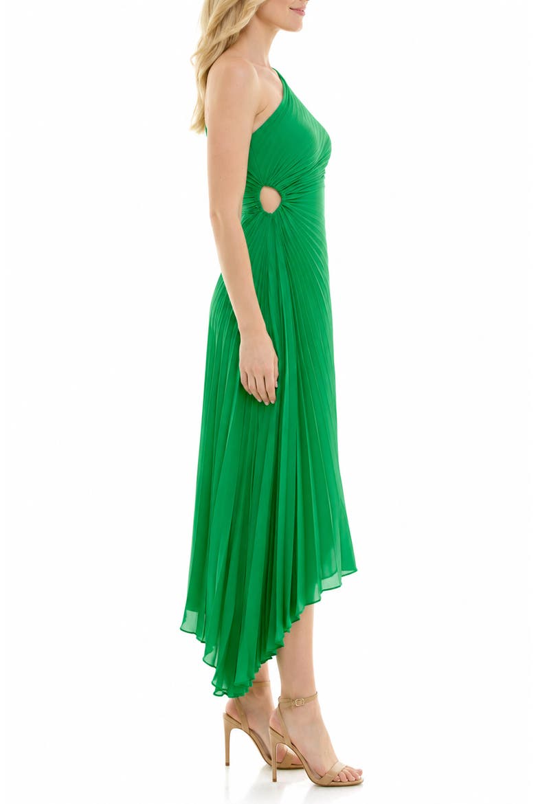 Pleated One-Shoulder Chiffon Asymmetrical Dress, Alternate, color, LILY PAD