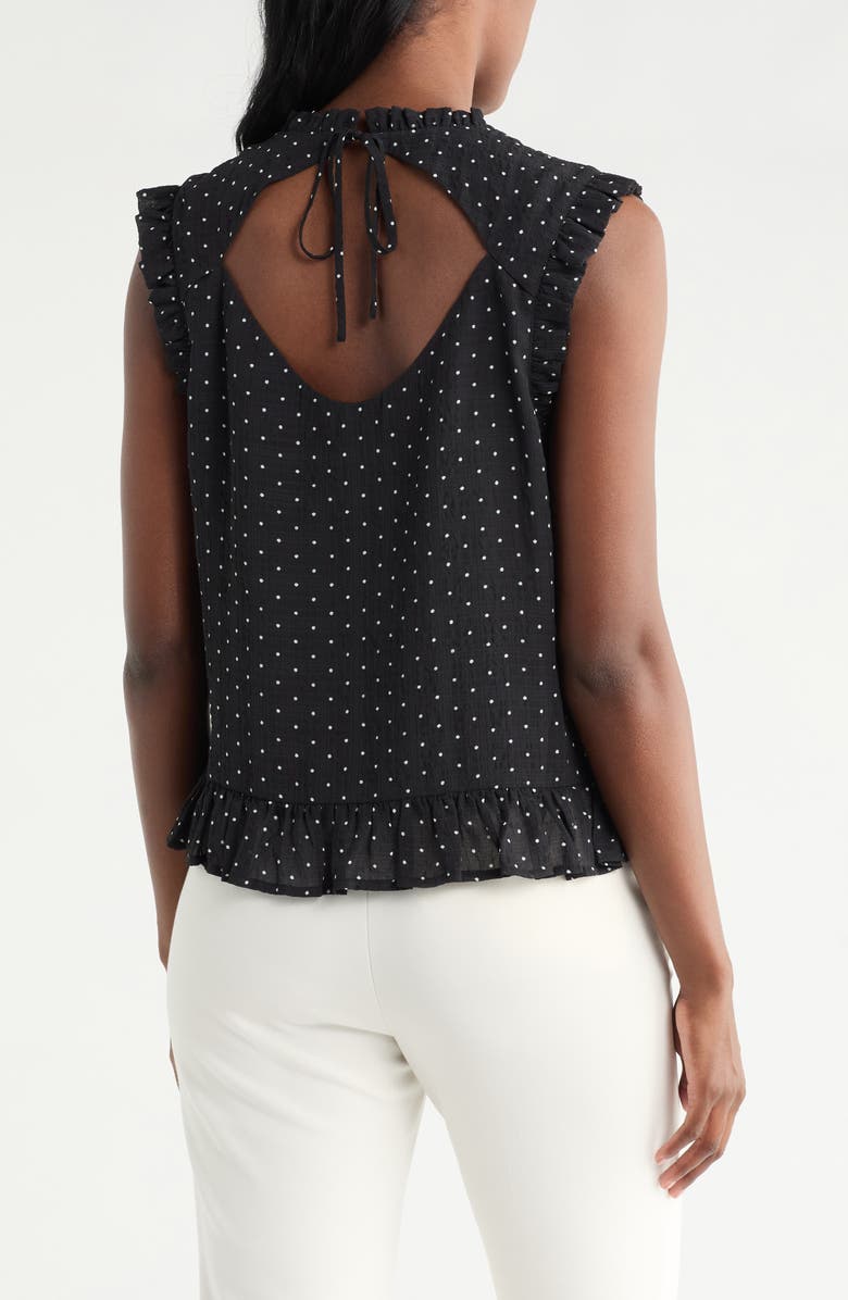 Pleione Ruffle Shell Top, Alternate, color, Black / Ecru Polka Dot