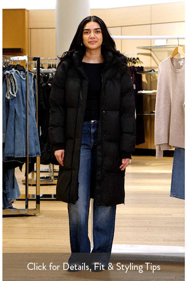 Water Resistant Mid Length Hooded Puffer Jacket video