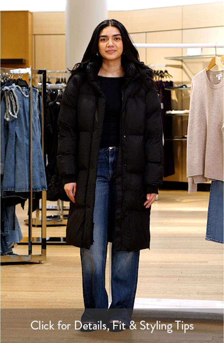 Water Resistant Mid Length Hooded Puffer Jacket, sales video thumbnail