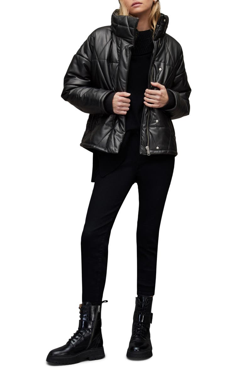 AllSaints Bon Faux Leather Puffer Jacket, Alternate, color, 