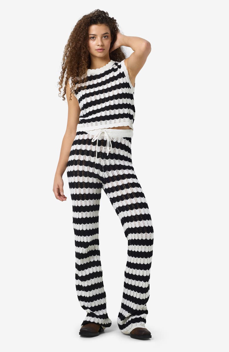 Noisy may Laika Open Stitch Sleeveless Top, Alternate, color, Birch Stripes Black