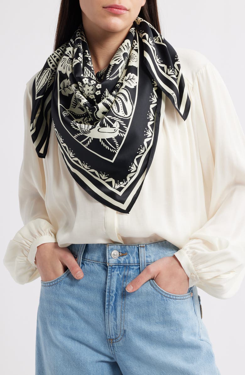 & Other Stories Bird & Floral Print Scarf, Main, color,