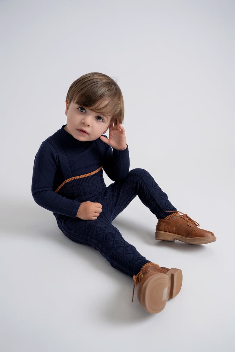 Cable Knit Overall Set, Alternate, color, Black