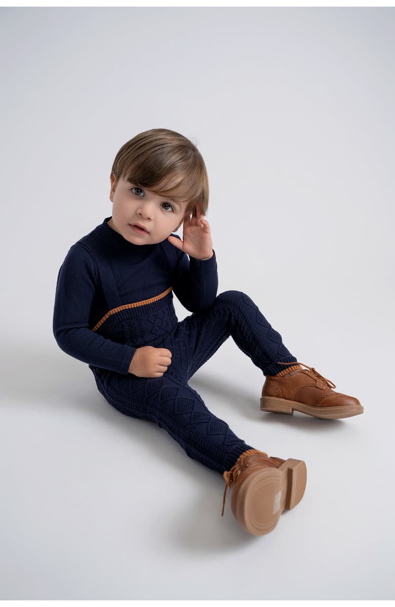 Mr. Mr. Cable Knit Overall Set, Alternate, color, Black