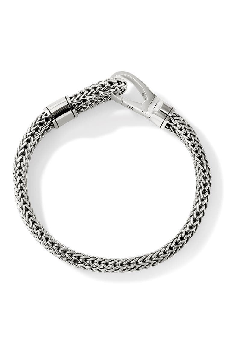Hook Clasp Bracelet, Silver, Double Row, Alternate, color, SILVER