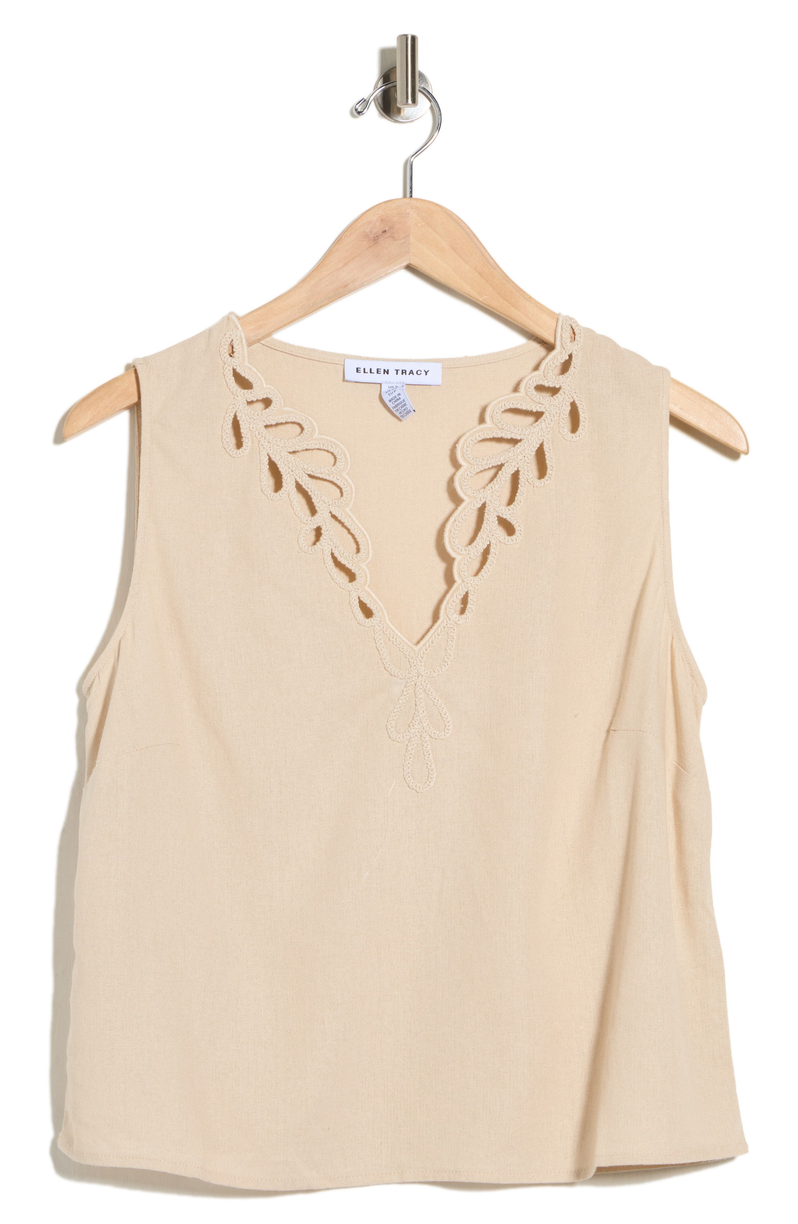 Ellen Tracy Embroidered Eyelet Sleeveless Top