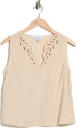 Ellen Tracy Embroidered Eyelet Sleeveless Top