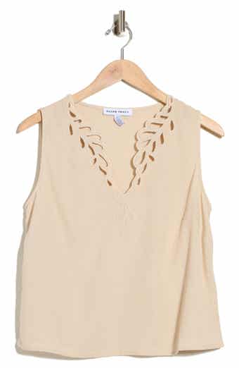 Ellen Tracy Embroidered Eyelet Sleeveless Top