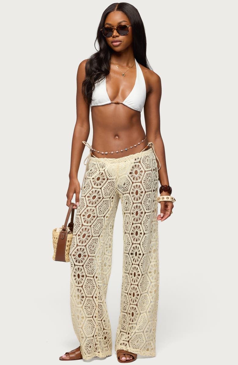 EDIKTED Amrita Baggy Open Stitch Pants, Alternate, color,