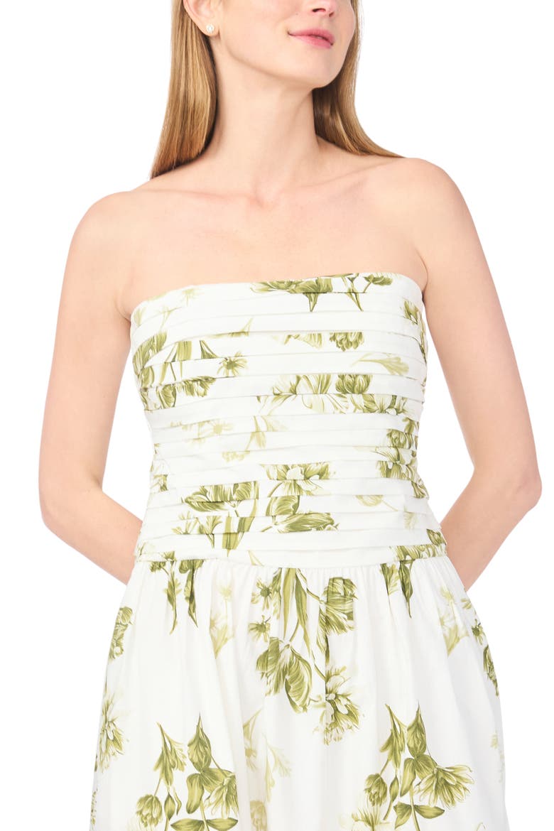 Strapless Cotton Midi Dress, Alternate, color, GRASSHOPPER GREEN