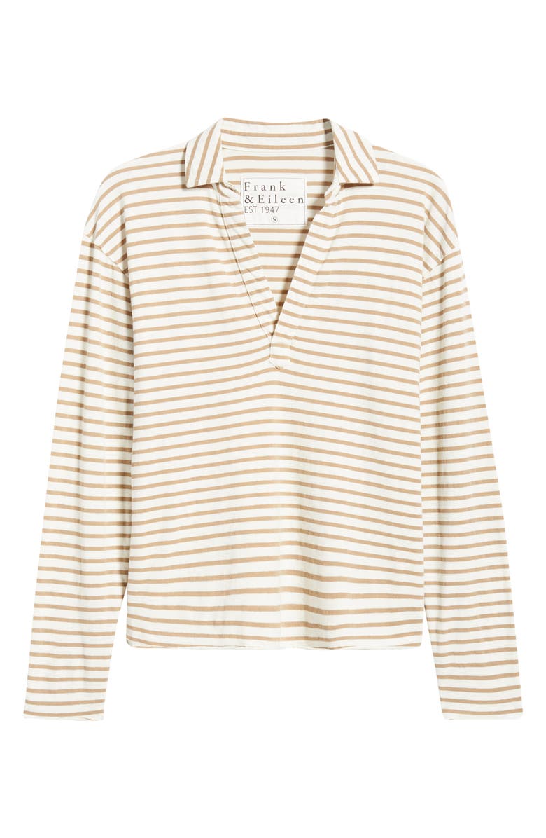 Frank & Eileen Patrick Cotton Popover Henley, Alternate, color, Vintage White And Camel Stripe
