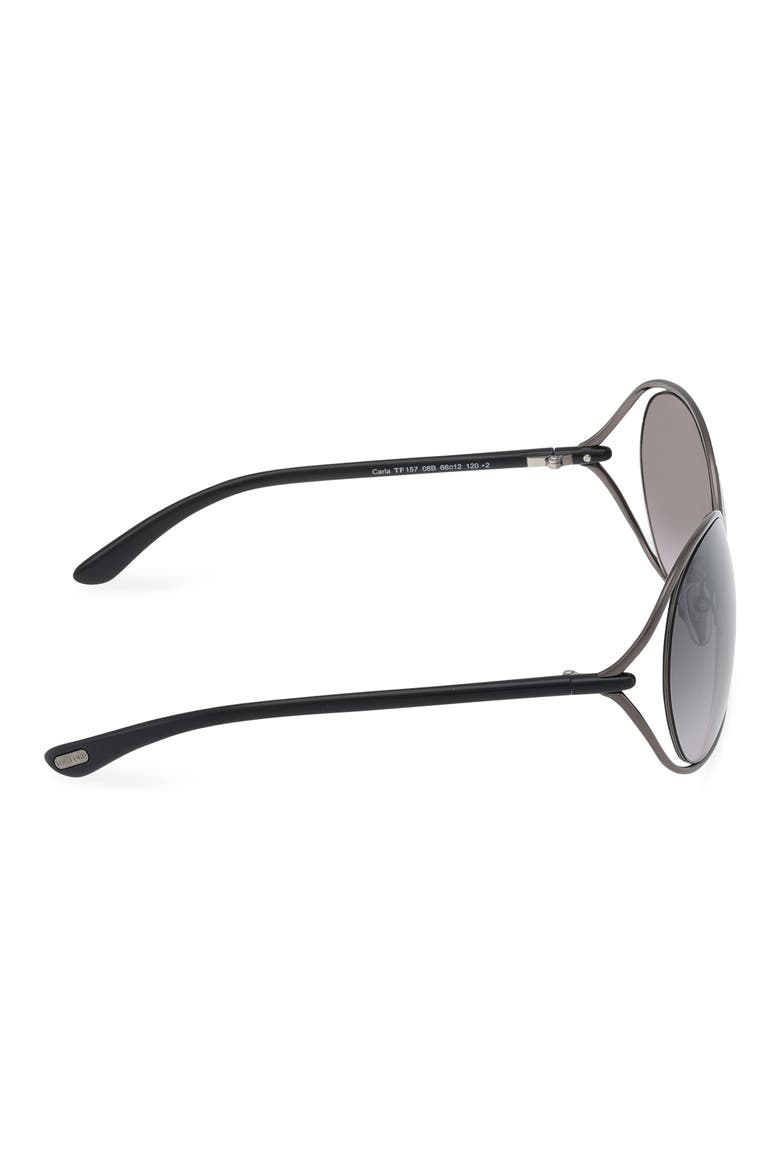 Carla 66mm Oversized Round Metal Sunglasses, Alternate, color, SHINY GUNMETAL/ GRADIENT SMOKE
