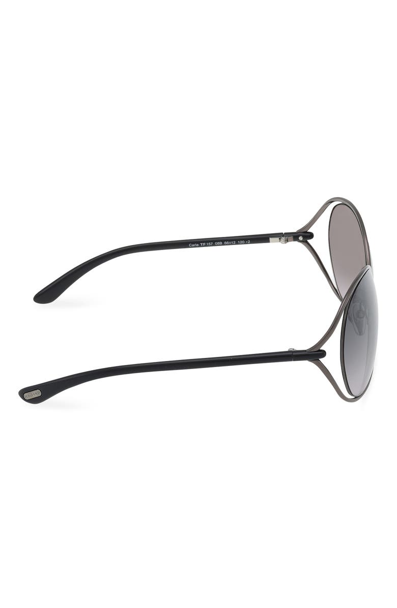 TOM FORD Carla 66mm Oversized Round Metal Sunglasses, Alternate, color, 
