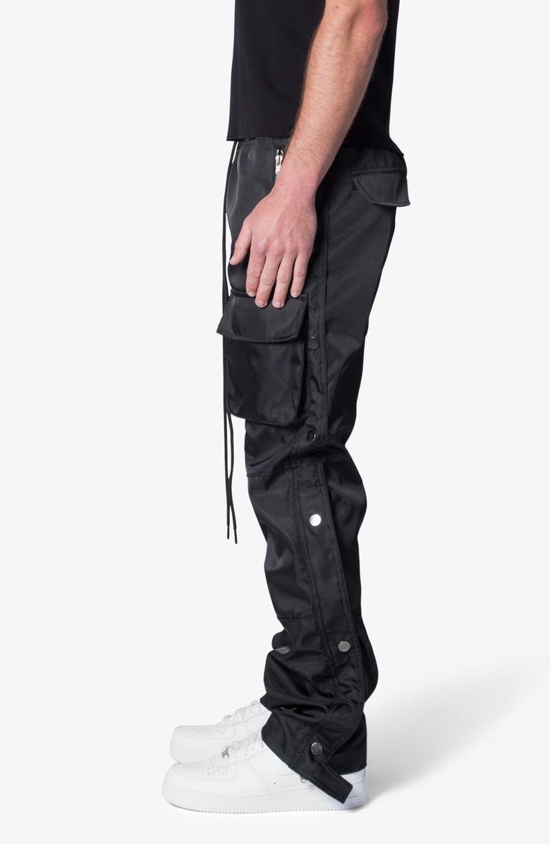 mnml Side Snap Nylon Cargo Pants, Alternate, color, Black