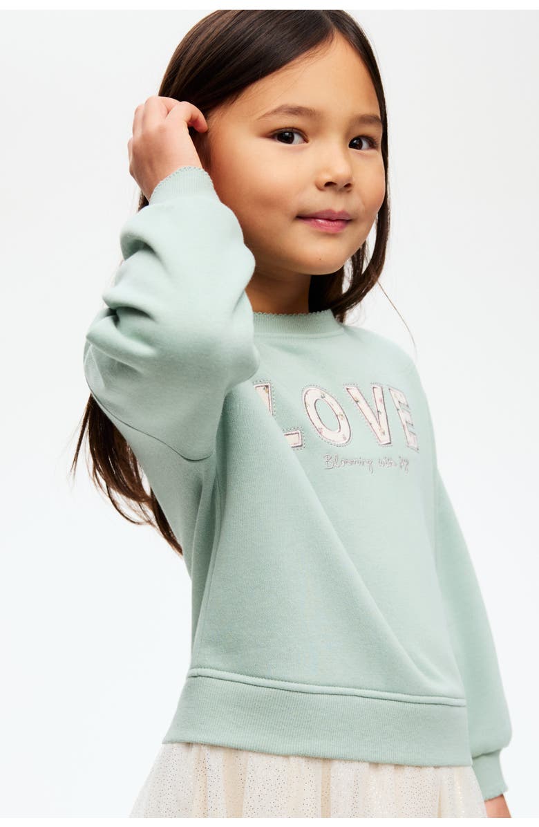 H&M Tulle-skirt Sweatshirt Dress, Alternate, color, Light Green/Love