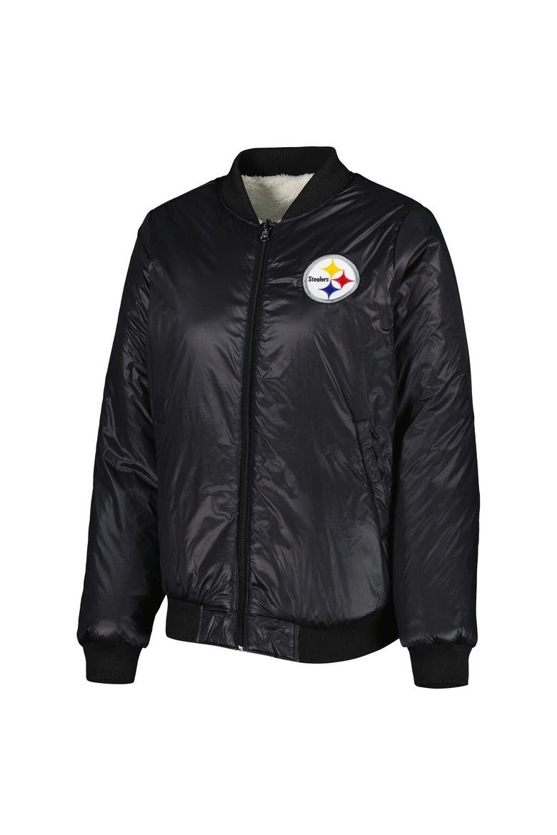 Women's G-III 4Her by Carl Banks Oatmeal/Black Pittsburgh Steelers Switchback Reversible Full-Zip Jacket, Alternate, color, Oatmeal