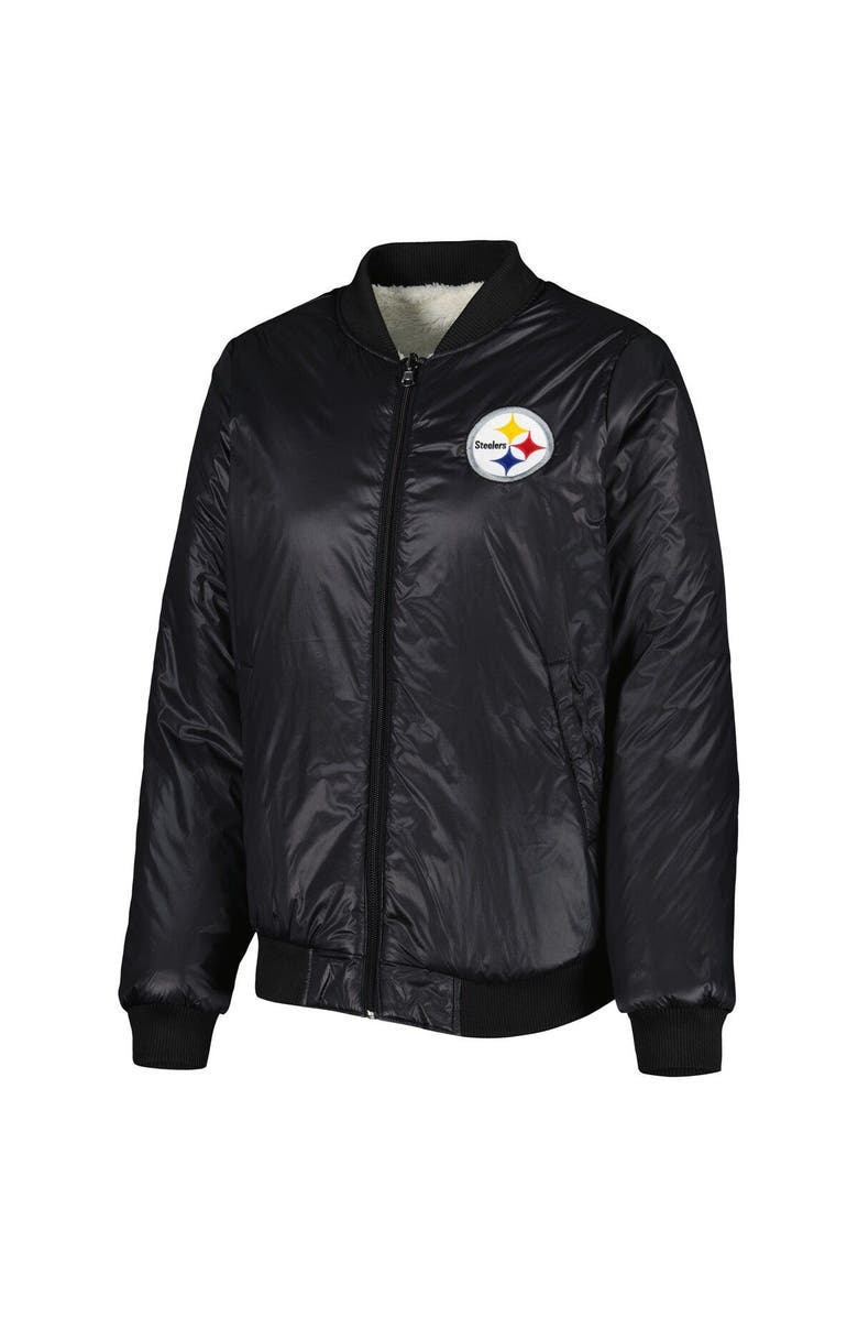 G-III 4HER BY CARL BANKS Women's G-III 4Her by Carl Banks Oatmeal/Black Pittsburgh Steelers Switchback Reversible Full-Zip Jacket, Alternate, color, Oatmeal