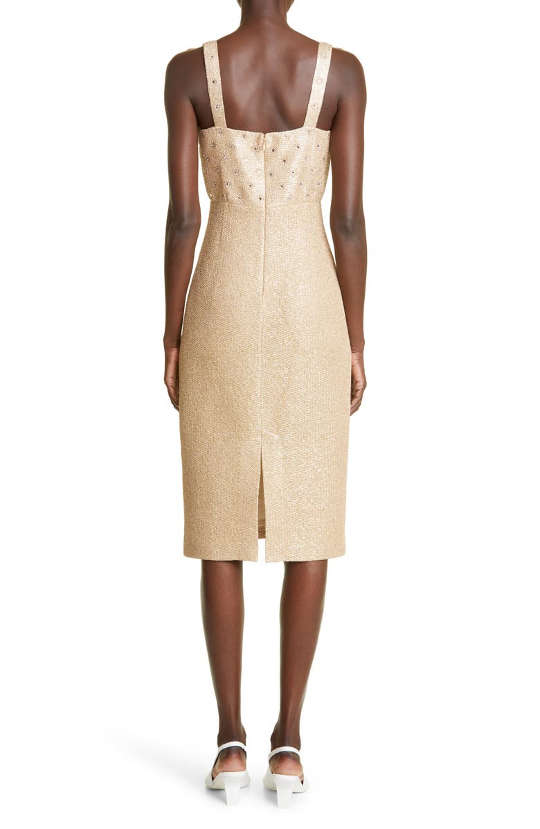 St. John Evening Crystal Embellished Metallic Knit Dress, Alternate, color,