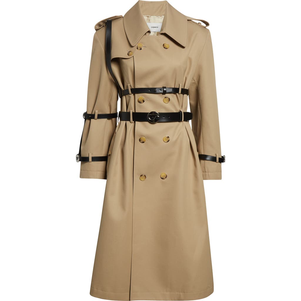Coperni Multibelt Trench Coat In Brown