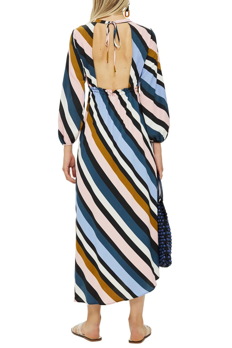 Open Back Midi Dress, Alternate, color, BLUE MULTI