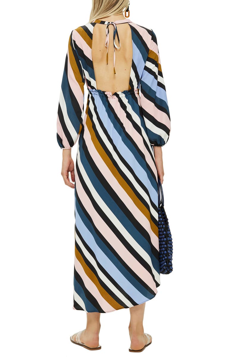 Topshop Open Back Midi Dress, Alternate, color, 