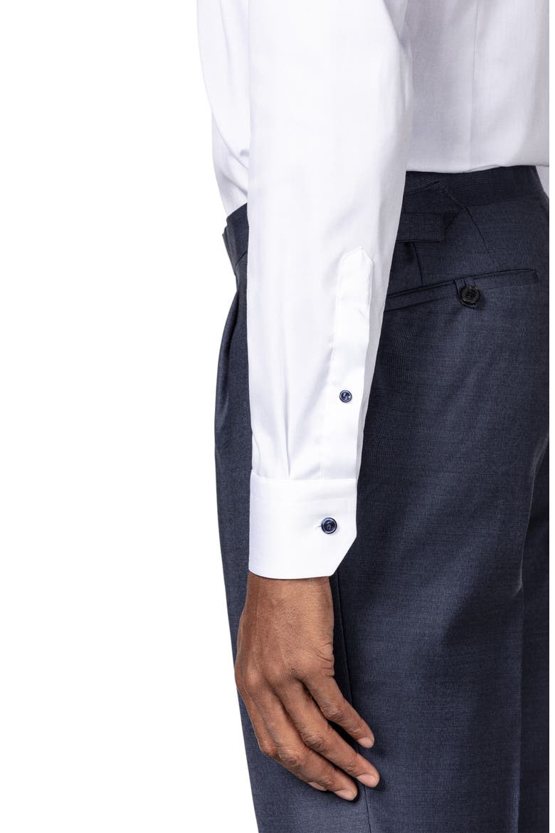 Slim Fit Cotton Twill Dress Shirt, Alternate, color, WHITE/ NAVY