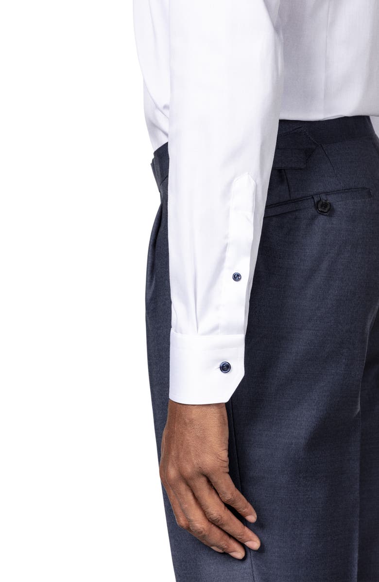 Eton Slim Fit Cotton Twill Dress Shirt, Alternate, color, White/ Navy