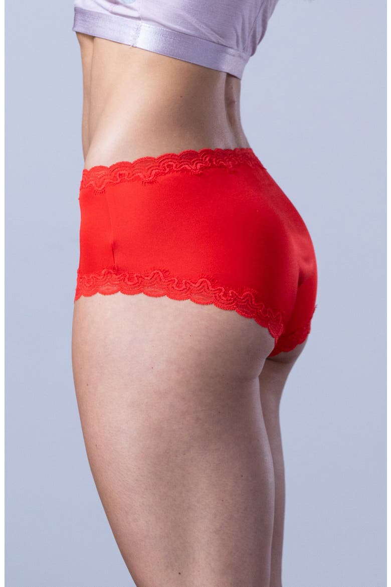 Soft Silk Lace Trim Silk Briefs, Alternate, color, FIERY RED