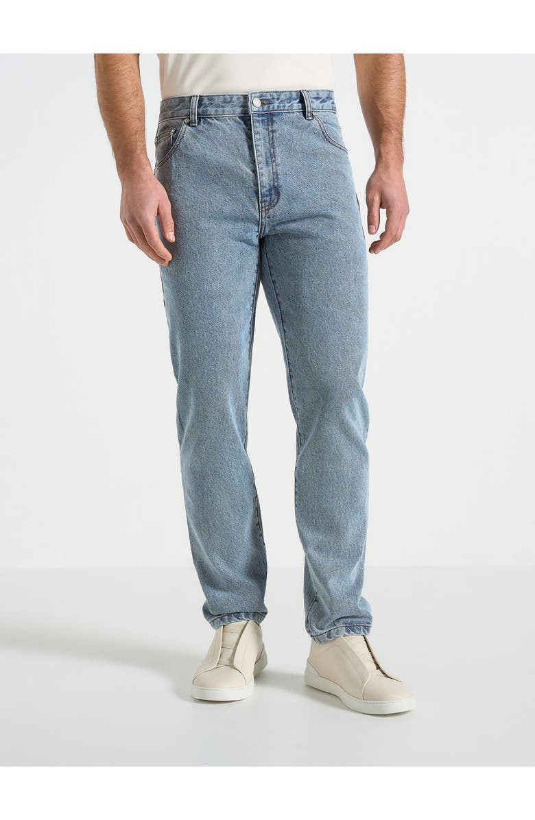 Manière De Voir DN001 Tapered Fit Jeans, Main, color, Mid Blue