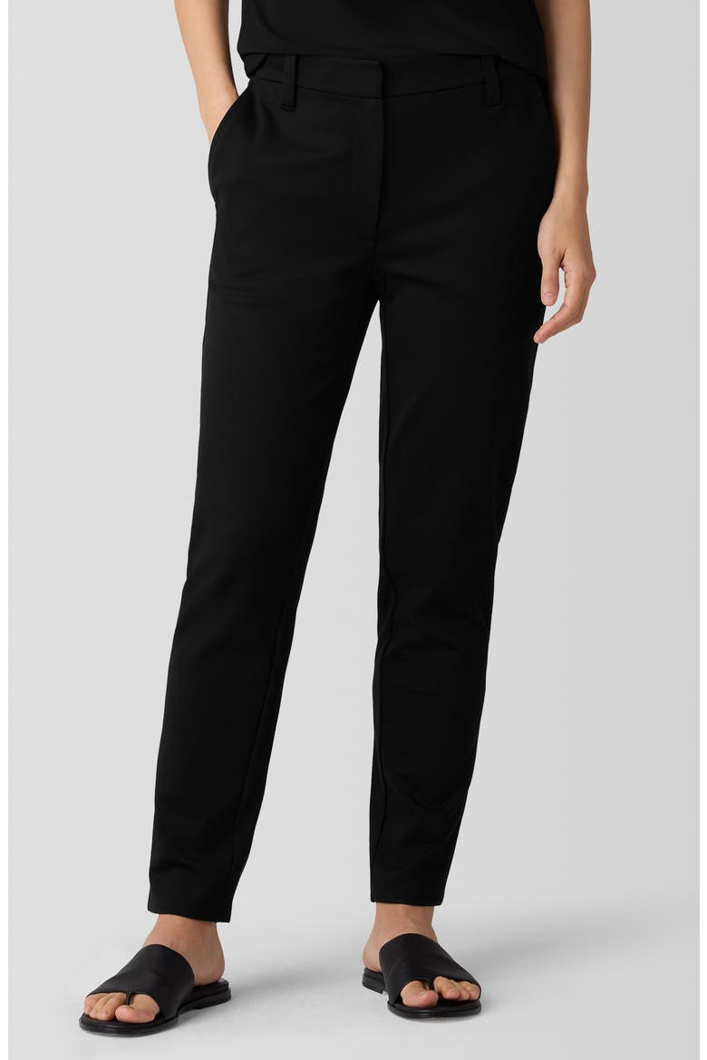 Jersey Tapered Ankle Trousers, Main, color, BLACK