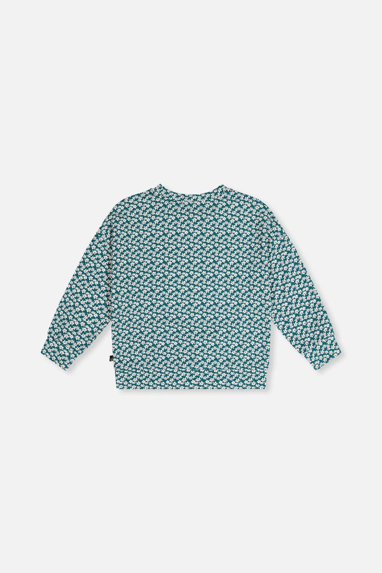 Jersey Daisy Embroidery Sweater Fit Long Sleeve T-Shirt, Alternate, color, Green Floral Print